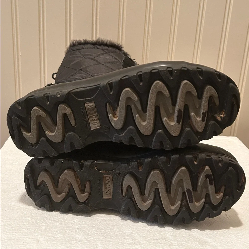 KHOMBU Comm faux fur lined ZipUp quilted suede trim rubber Winter Snow Boots 7